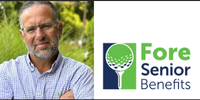 Christian Pisani next to the logo for his business Fore Senior Benefits Medicare and insurance advisor