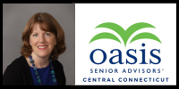 A photo of Jane Fisher next to the logo for Oasis Senior Advisors
