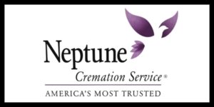 Neptune Cremation Service log and tagline undernation says "America's Most Trusted"