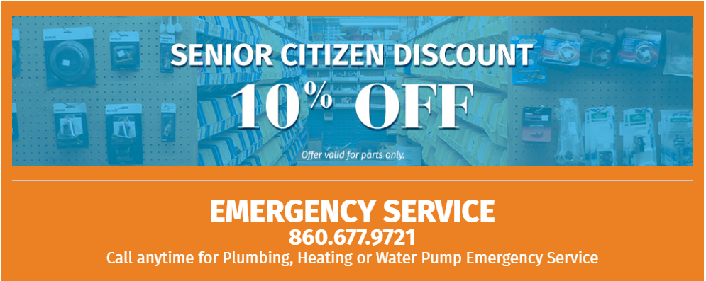 This ad shows that Avon PLumbing and Heating offers a ten percent discount off parts for Emergency service. The number to call is 860-677-9721.